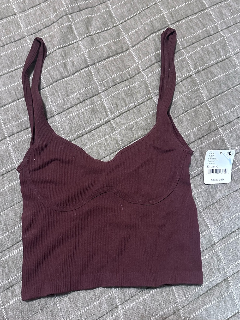 Women’s Ribbed Free People Crop Tank - Burgundy
